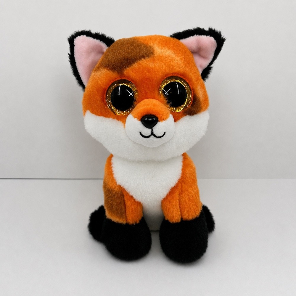 Ty Beanie Boos Meadow Fox Plush Orange Brown White Glitter Eyes 6 in Stuffed Toy